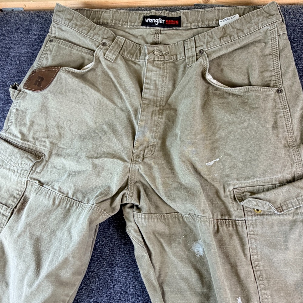 Wrangler Riggs Workwear Ripstop Ranger Cargo Pants Mens 38x31.5 Khaki READ